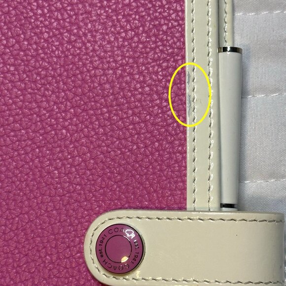 COACH Vintage Leather Planner Notepad Holder with Pen 2005 Fuchsia Pink 1217 Y2K - Picture 11 of 11